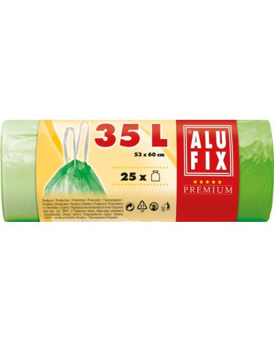Vreće za smeće s vezama ALUFIX - 35 l, 25 komada, zelene - 1