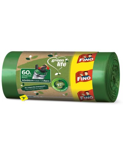 Vreće za smeće Fino - Green Life Easy pack, 60 L, 18 komada, zelene - 1
