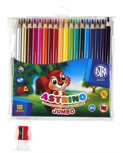 Trokutaste olovke u boji  Astra Astrino - 18 boja + šiljilo, asortiman - 3