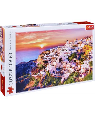 Puzzle Trefl od 1000 dijelova - Zalazak sunca nad Santorinijem - 1
