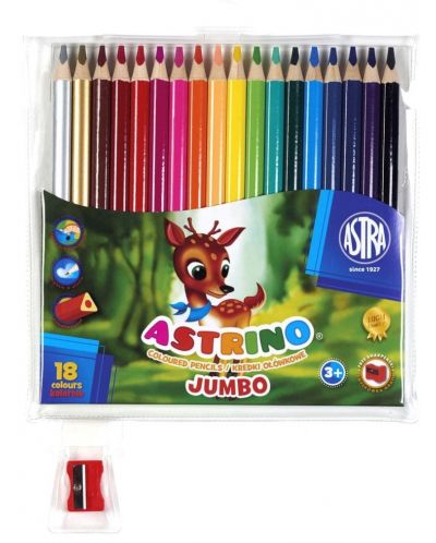 Trokutaste olovke u boji  Astra Astrino - 18 boja + šiljilo, asortiman - 4