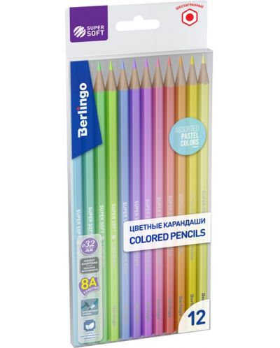 Olovke u boji Berlingo SuperSoft - 12 pastelnih boja - 1