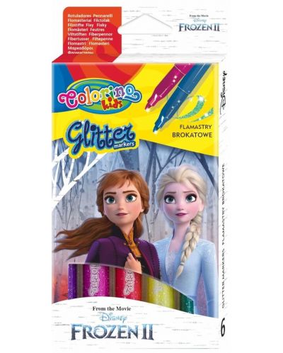 Markeri u boji Colorino Disney - Frozen II Glitter, 6 boja - 1