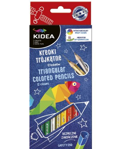 Olovke u boji Kidea - trokutasti, 12 boja + zlatna i srebrna - 1