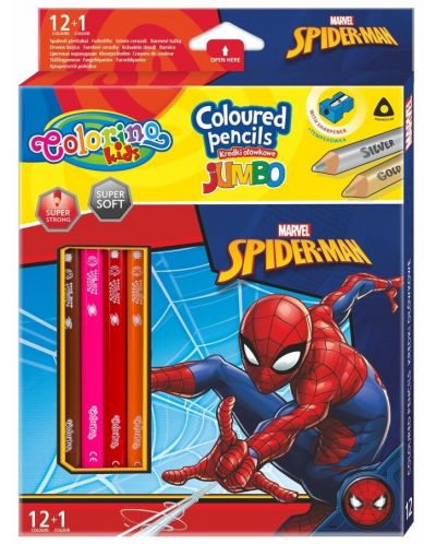 Olovke u boji Colorino - Marvel Spider-Man Jumbo, 12 + 1 boja i šiljilo - 1