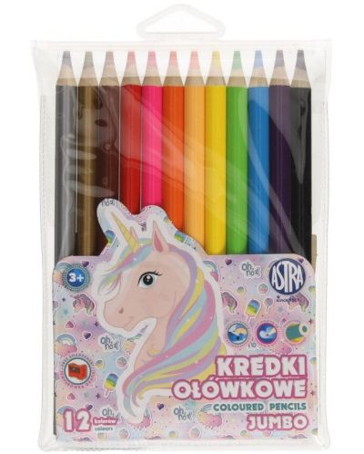 Olovke u boji Astra Jumbo - Unicorn, okrugli, 12 boja + šiljilo - 1
