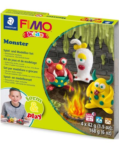 Set gline Staedtler Fimo - Kids, 4 x 42g, Monster - 1