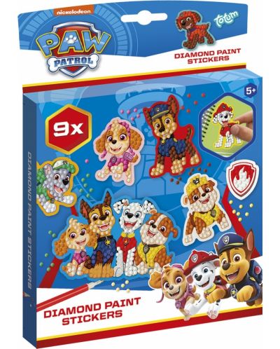 Set kreativnih dijamantnih naljepnica Totum - Paw Patrol, 9 kom. - 1