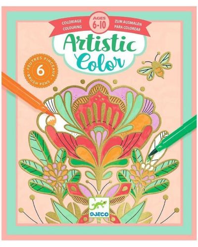 Kreativni komplet Djeco Artistic Color - Napravite slike flomasterima, Cvijeće - 1