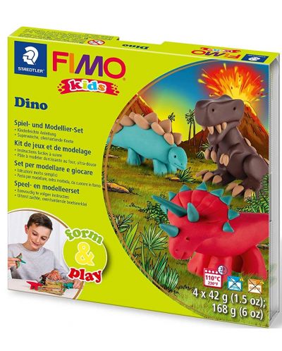 Komplet gline Staedtler Fimo Kids - Dino, 4 x 42 g - 1