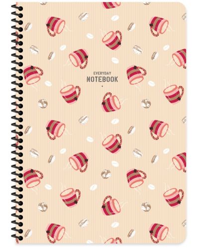 Školska bilježnica sa spiralom Keskin Color - Coffee, A4, 80 listova, mali kvadrati, asortiman - 4