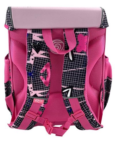 Ergonomski školski ruksak Kaos - Pink Love, s poklopcem - 4