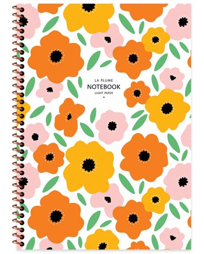 Školska bilježnica sa spiralom Keskin Color - Plume Flowers, А4, 80 listova, široki redovi, asortiman - 1
