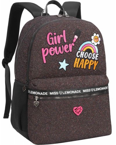 Školski ruksak Miss Lemonade Girl Power  - S 2 pretinca, sjaj - 1