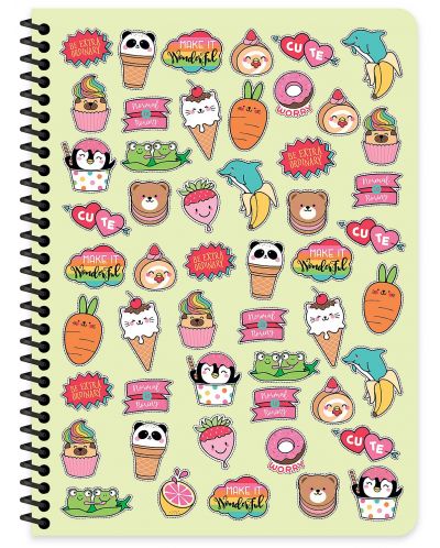 Školska bilježnica sa spiralom Keskin Color Sweet Fun - А4, 80 listova, široki redovi, asortiman - 3