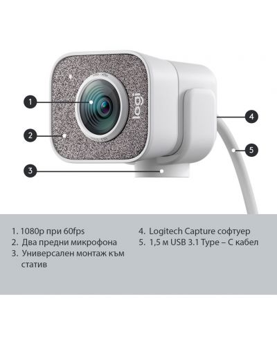 Web kamera Logitech - StreamCam, bijela - 6