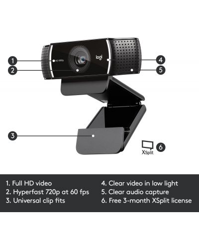 Web kamera Logitech - C922 Pro Stream - crna - 7