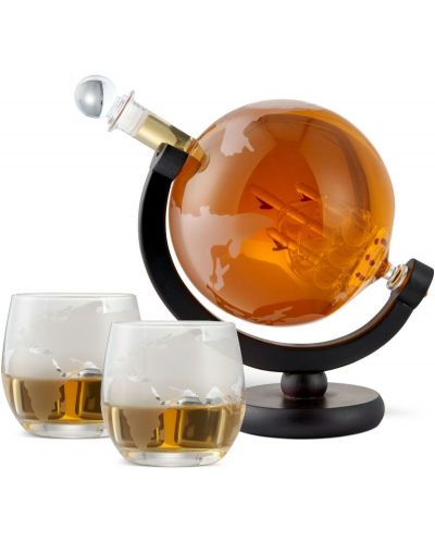 Set za viski Oak & Steel - Globus, dekanter s 2 čaše i dodacima - 2