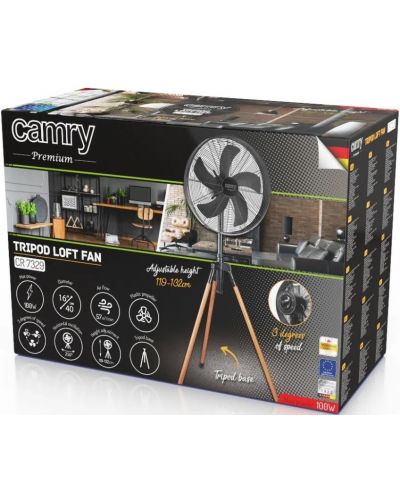 Ventilator Camry - CR 7329, 3 brzine, 40cm, crno/smeđi - 10