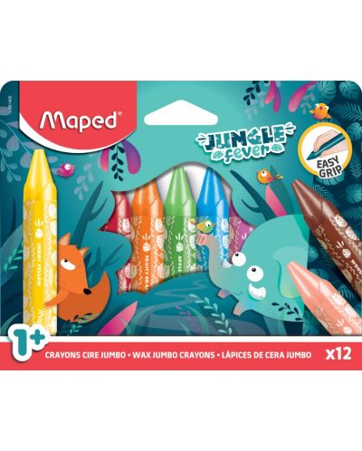 Set voštanih pastela Maped Jungle Fever - Jumbo, 12 boja - 1
