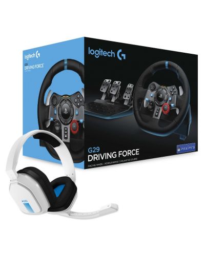 Volan s pedalama i slušalicama Logitech - G29 Driving Force, Astro A10, PS5/PS4, bijeli - 7