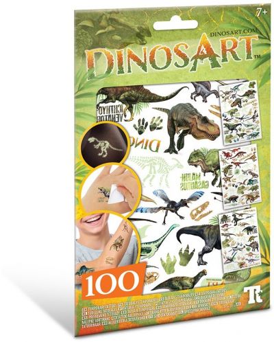 Privremene tetovaže DinosArt - Dinosauri koji svijetle u mraku, 100 komada - 1