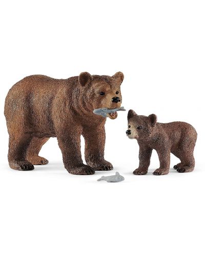 Set figurica Schleich Wild Life - Majka medvjed grizli s mladunčem - 1