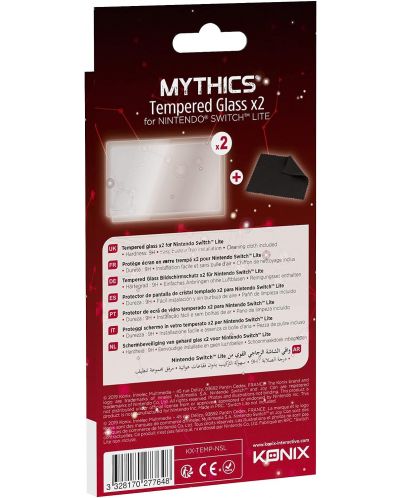 Zaštitno staklo Konix - Mythics 9H Tempered Glass Protector, 2 kom. (Nintendo Switch Lite) - 2