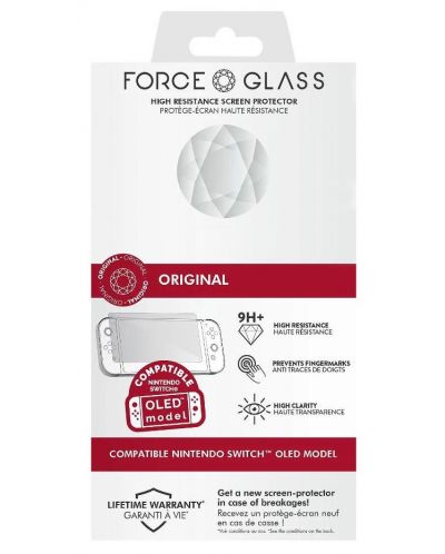 Zaštitno staklo Nacon - Force Glass Screen Protector Glass 9H+ V2 (Nintendo Switch OLED) - 1