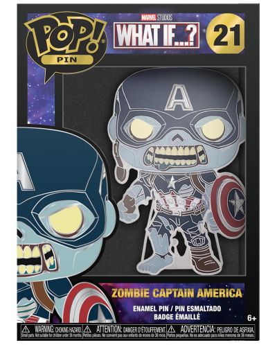 Bedž Funko POP! Marvel: What If…? - Zombie Captain America (Glows in the Dark) #21 - 3