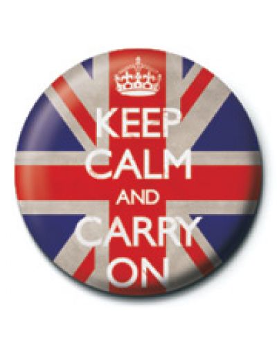 Bedž Pyramid Humor: Keep Calm - Carry On (Union Jack) - 1