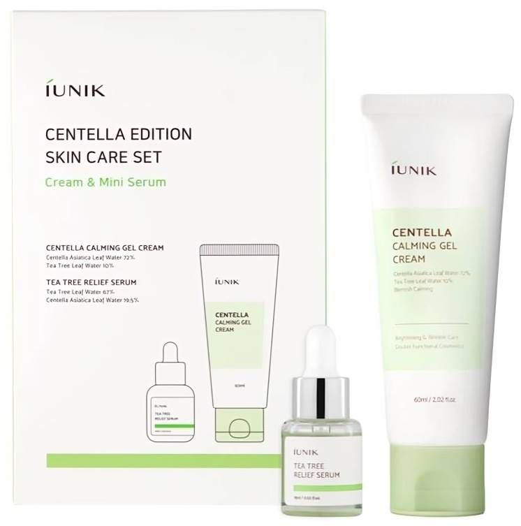 iUNIK Centella & Tea Tree Relief Set Gelkrema i serum, 60 + 15 ml