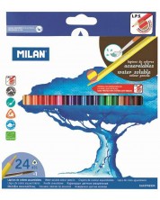 Trokutaste akvarel olovke u boji Milan – 24 boje, s kistom, olovka Ø 2.9 mm