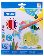 Set olovaka u boji Milan Maxi - Hexagonal, 12 boja + šiljilo