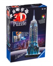 3D slagalica Ravensburger od 216 dijelova - Empire State Building, sa svjetlima