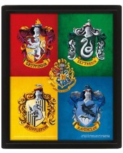 3D poster s okvirom Pyramid Movies: Harry Potter - House Crests