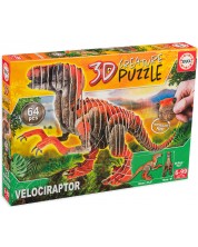 3D slagalica Educa od 64 dijela - Velociraptori -1