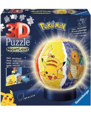 3D Slagalica Ravensburger od 72 dijela - Svjetleća lopta Pokemon