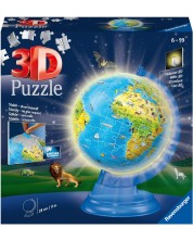 3D Slagalica Ravensburger od 180 dijelova - Svjetleći globus -1