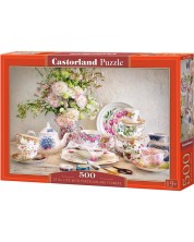 Puzzle Castorland od 500 dijelova - Mrtva priroda s porculanom i cvijećem