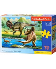 Puzzle Castorland od 70 dijelova - Tiranosaurus protiv Triceraptosa