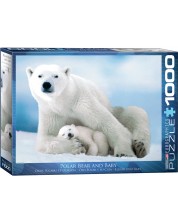 Puzzle Eurographics od 1000 dijelova – Majka i beba polarni medvjedi 