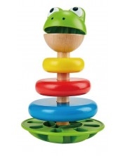 Drvena igračka za uređenje Hape – Žaba, s ringovima i zvečkom -1