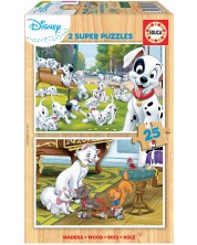 Puzzle Educa od 2 x 25 dijelova - Disney životinje, 101 Dalmatinac i Aristokatmačke 
