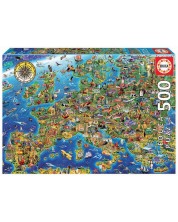Puzzle Educa od 500 dijelova - Neobična karta Europe