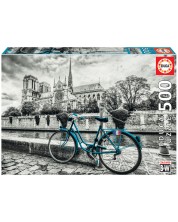 Puzzle Educa od 500 dijelova - Biciklom u blizini Notre Damea