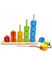 Drvena igračka 3 u 1 Pino – Za nizanje, sortiranje i balans -1
