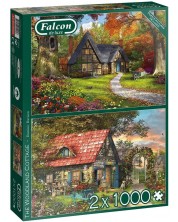 Puzzle Falcon od 2 x 1000 dijelova - Kućice u šumi, Dominic Davison