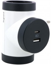 Adapter Legrand - 694522, 2 utičnice, u obliku slova T, USB A+C, rotirajuće -1