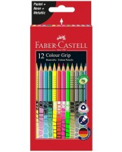 Vodene olovke Faber-Castell  Grip - 12 pastelnih, neonskih i metalik boja